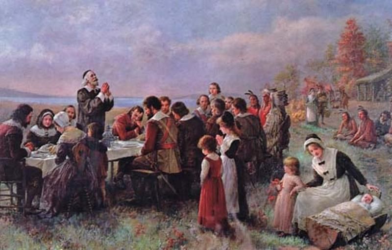 The First Thanksgiving at Plymouth by Brownscombe