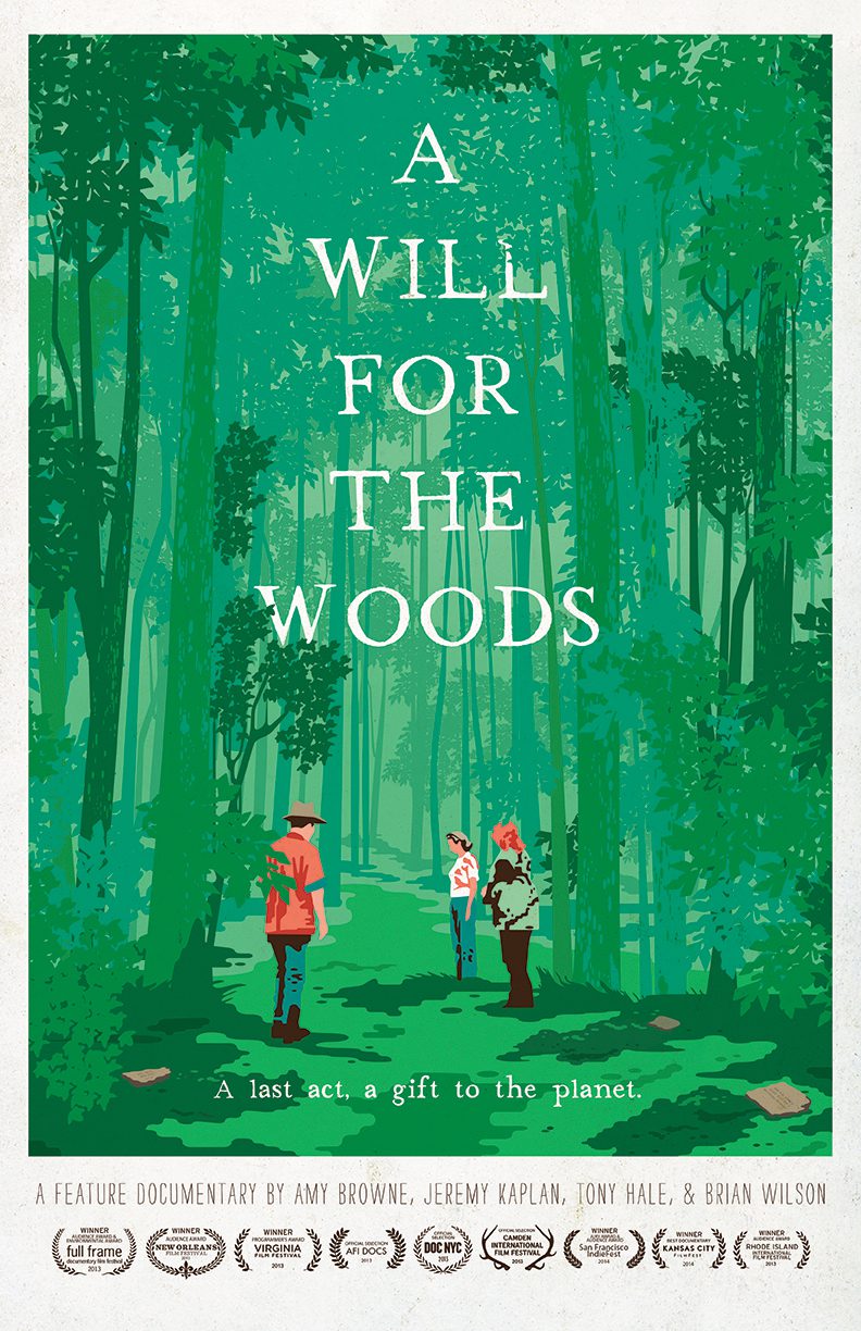A Will For The Woods film poster with a family in the woods