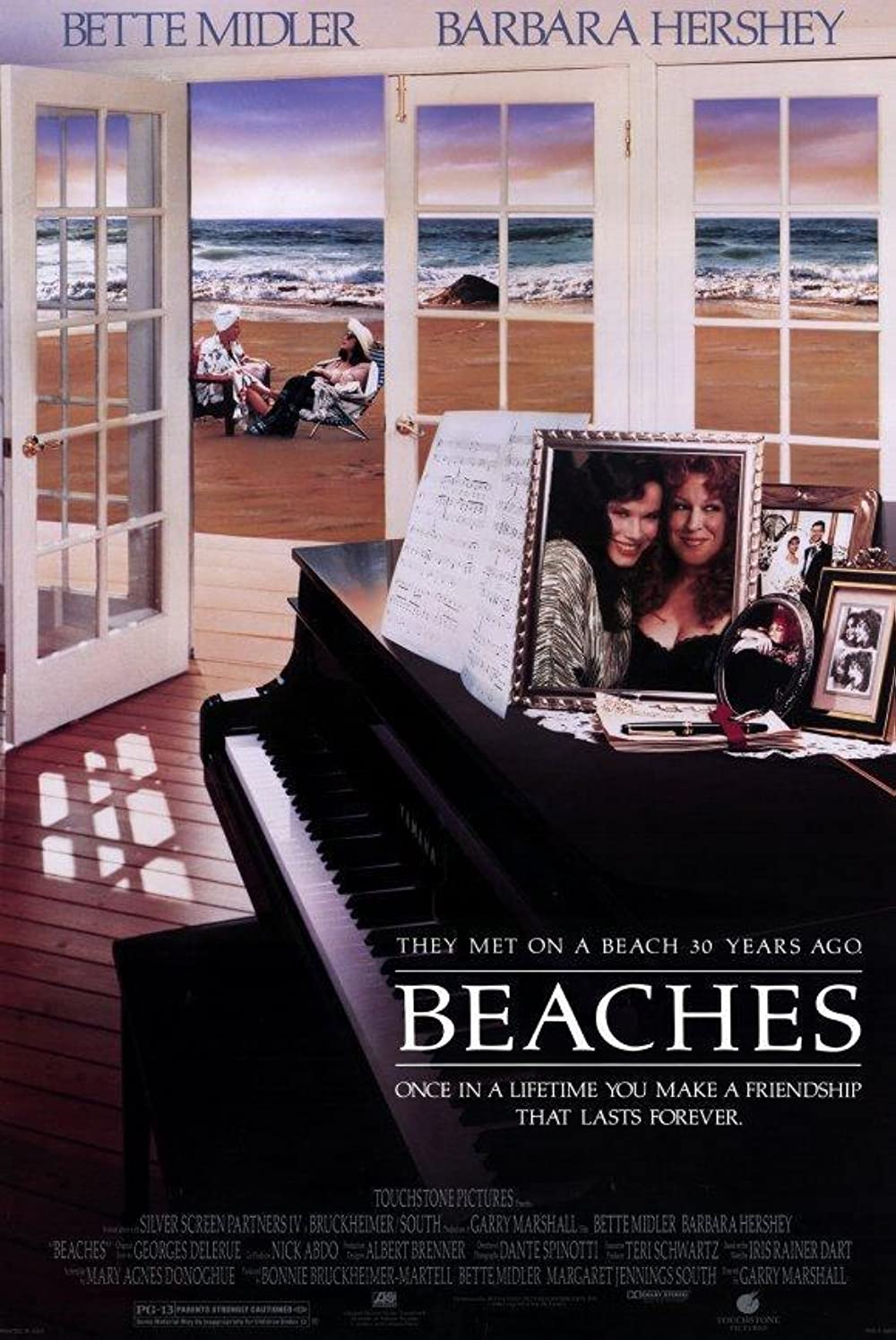 “Beaches“Bette Midler and Barbara Hershey star in a film about the arch of a friendship through love, jealously and illness