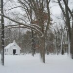 The chapel and cemetery in winter, Steelmantown Cemetery