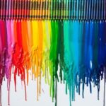 Crayons bleeding colors of feelings and grief