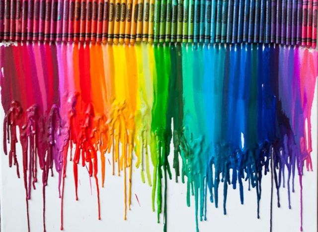 Crayons bleeding colors of feelings and grief