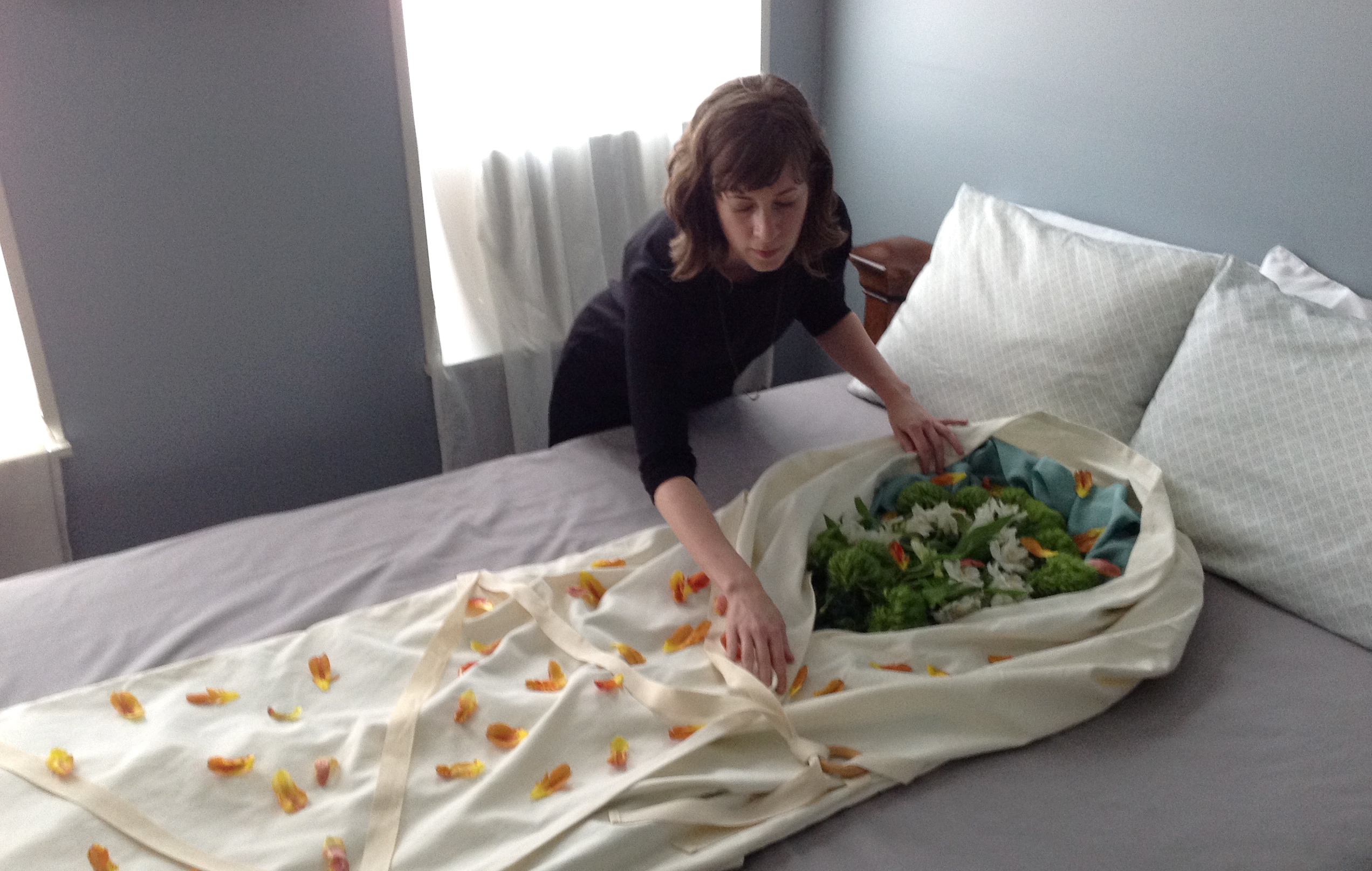 Kate Hoover of Vale Shrouds Preparing Shroud