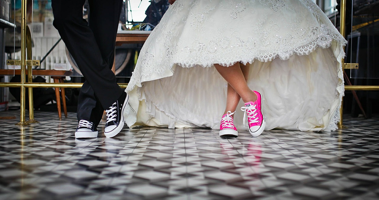Shoes of hip bride and groom