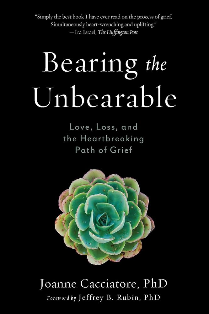 black book cover of bearing the unbearable with a plant in the center