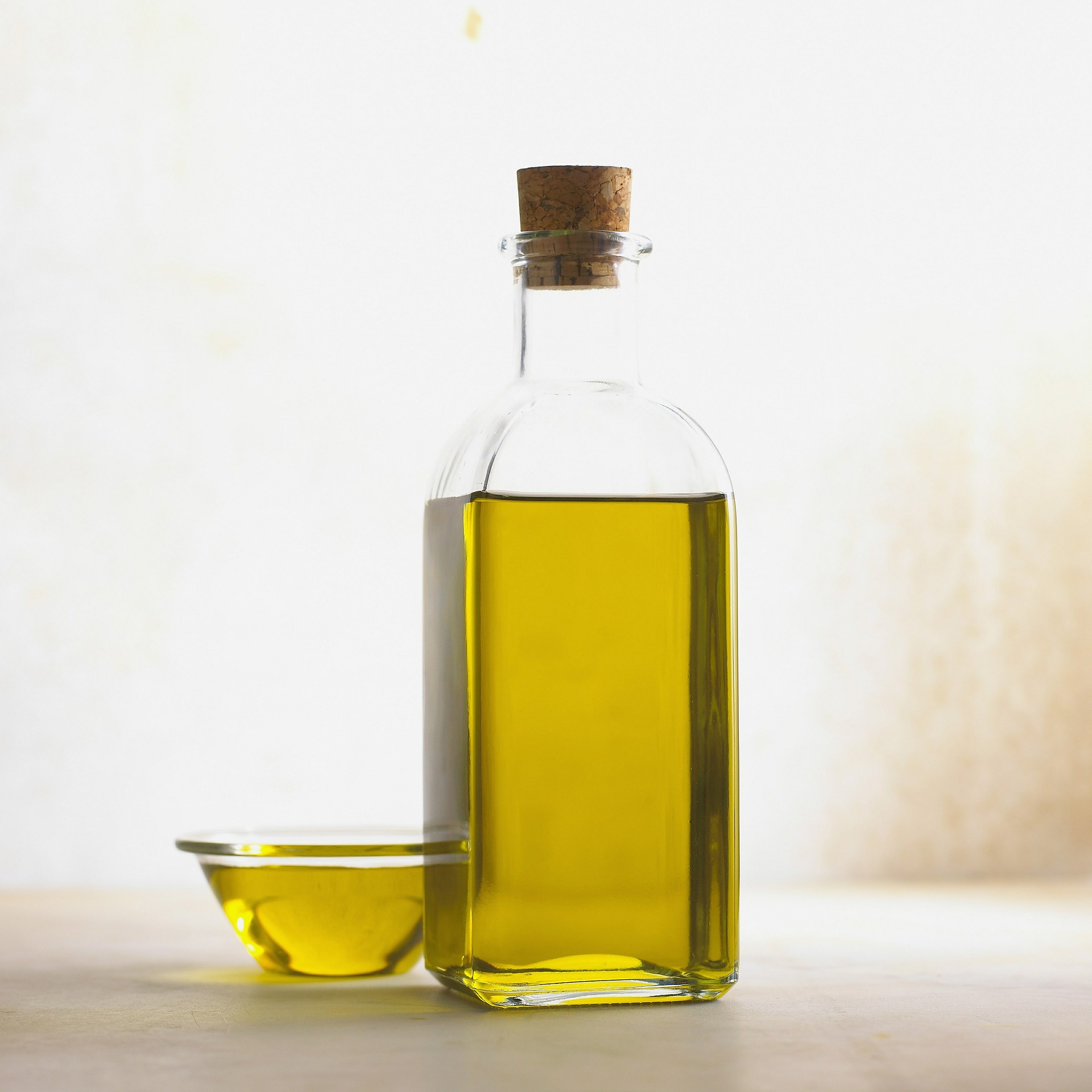 Bottle of olive oil.
