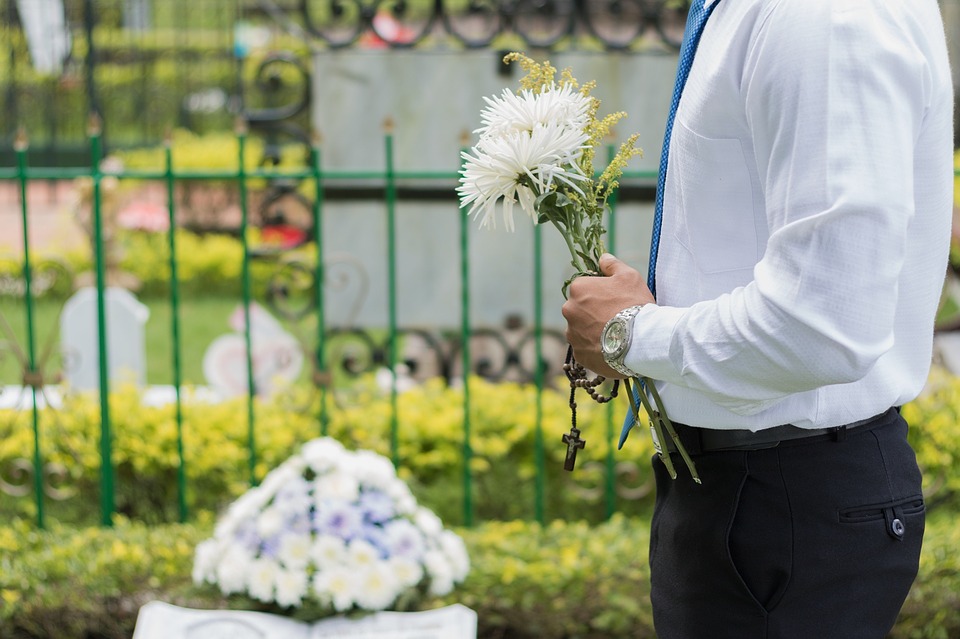Man attending a funeral