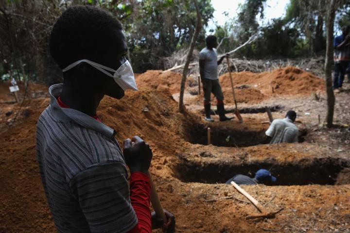 View of a Liberian gravesite during the Ebola outbreak.