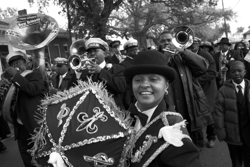 Image of the Second Line in a New Orleans Jazz Funeral