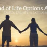 Family holding hands under a banner for End of Life Options Acr