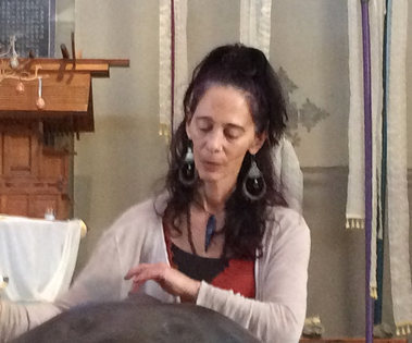 Deb playing her music