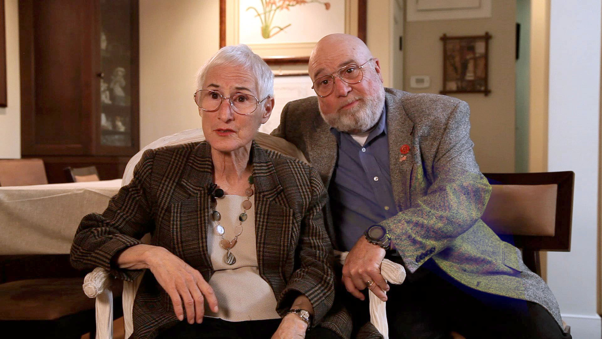 Janet and Joel Panzer talking to the camera from "The Sum of Our Memory."