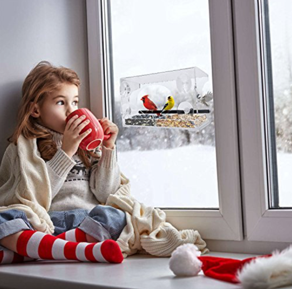 An up close bird feeder is aone of many holiday gifts for someone who is grieving.