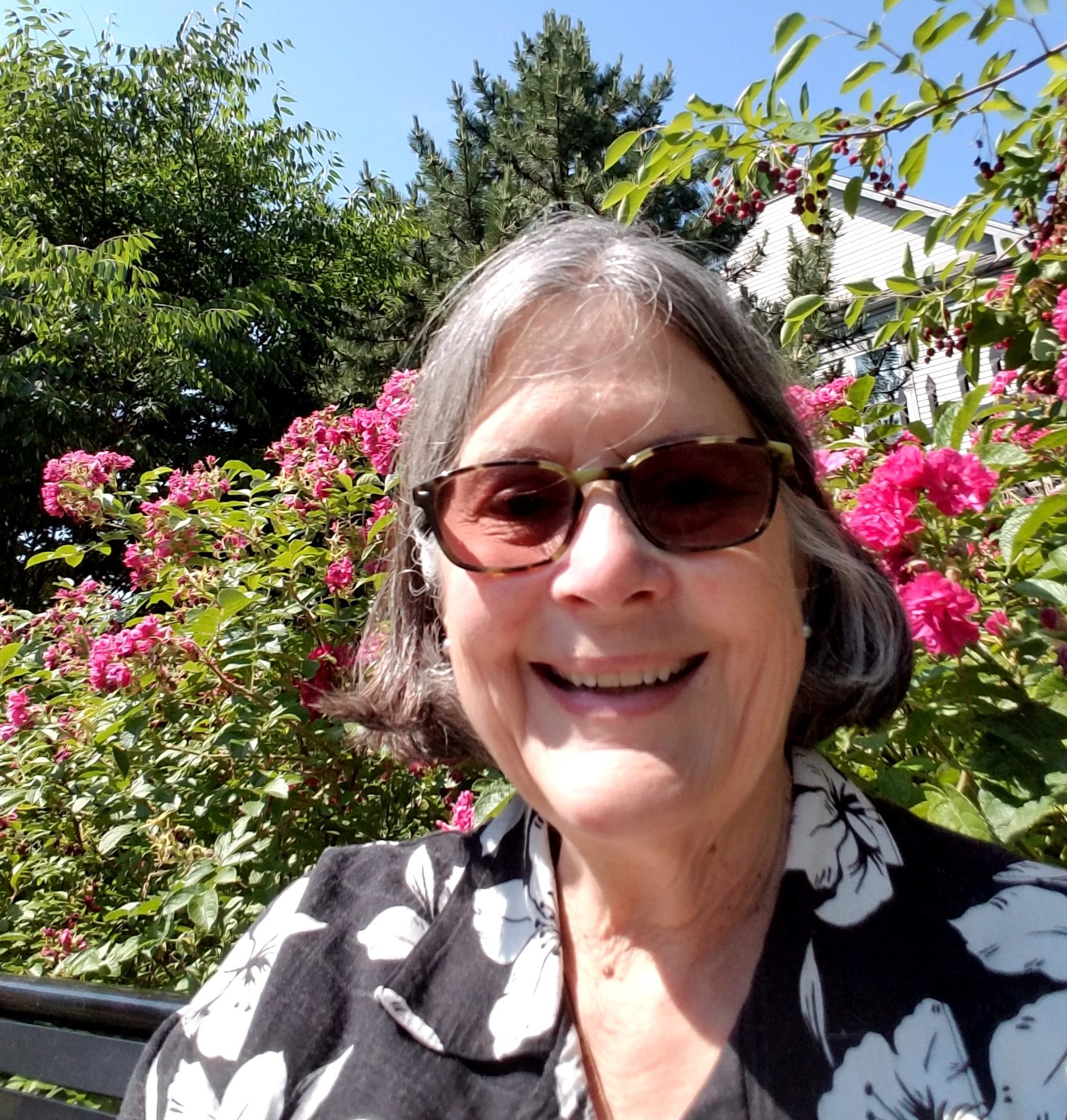 Ruth Bennett in the garden