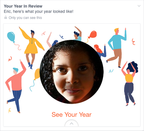 Image of Year in Review indicating how Facebook and the dead are presented