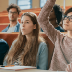 College students in a death class look intent