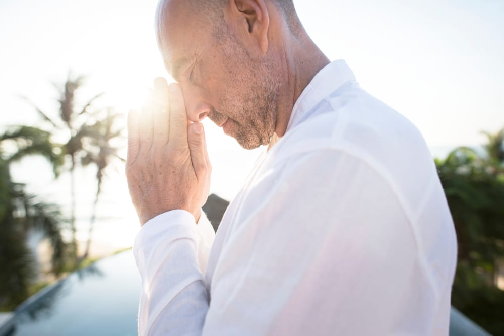 Spiritual guide outdoors in sunlight