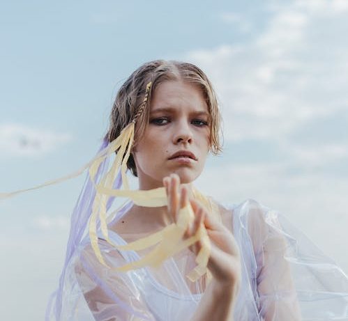 woman wrapped in toxic plastic