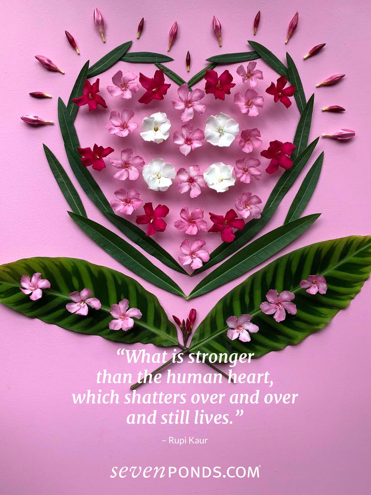 A Quote From Rupi Kaur About the Resilience of the Human HeartPlus a beautiful handmade heart made of flowers from SevenPonds