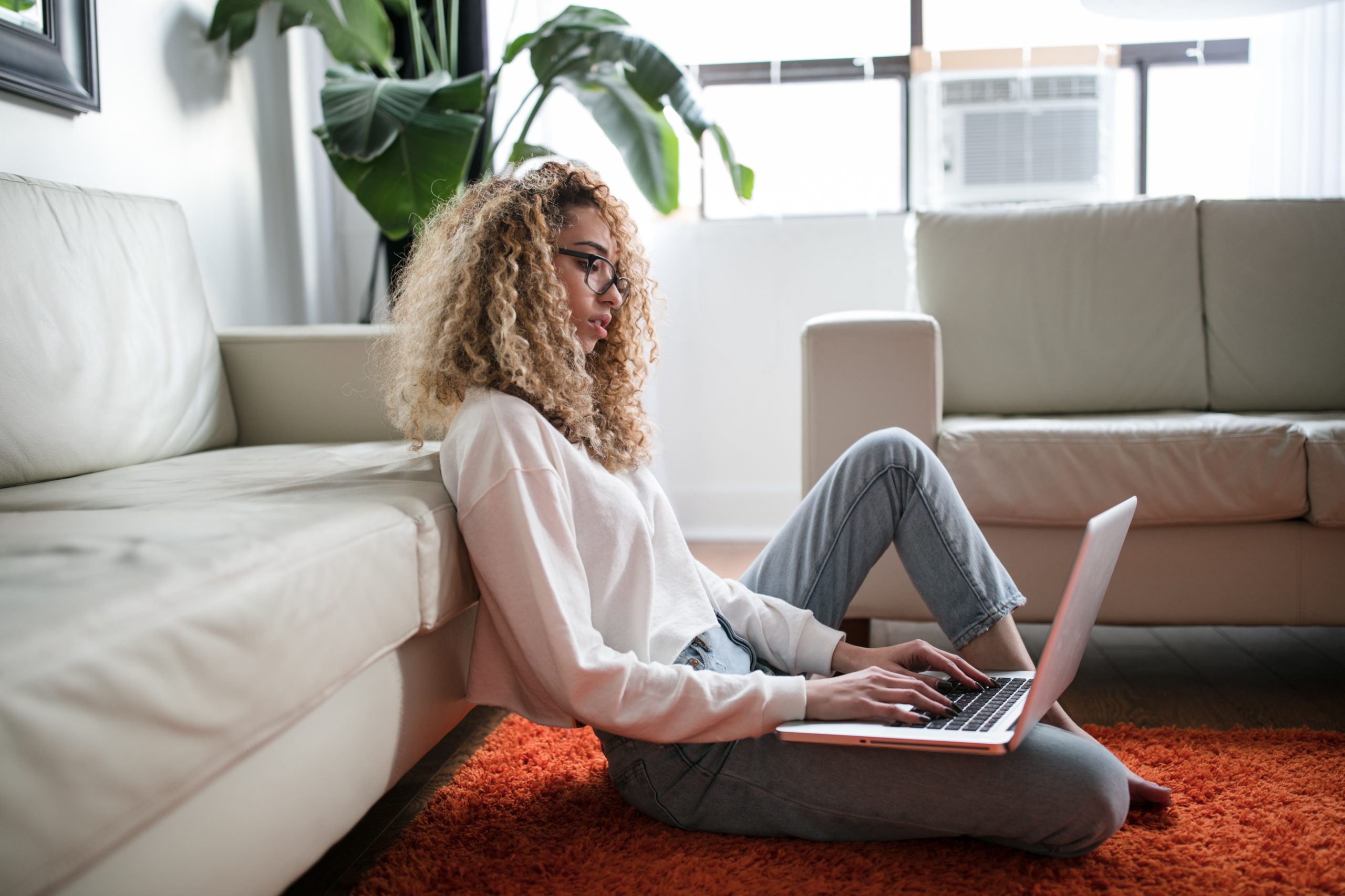 woman emailing herself