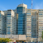 An exterior shot of a hospital facility that provides hospice care.