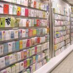 Photo of a rack of greeting cards in a store