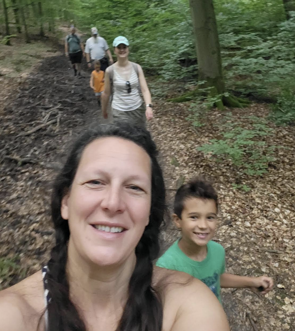 Selfie with a group of people hiking