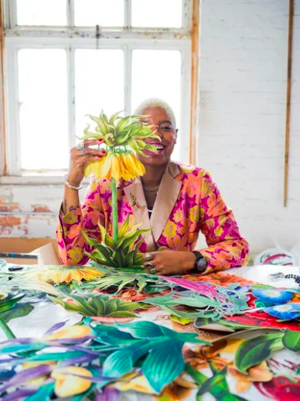 Artist Ebony G. Patterson in her studio.