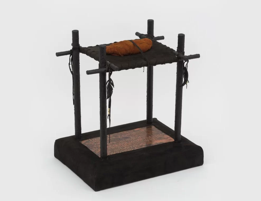 “Tears” by Kay WalkingStickA Cherokee artist re-creates a beautiful funeral scaffold mourning both her dead husband and her people