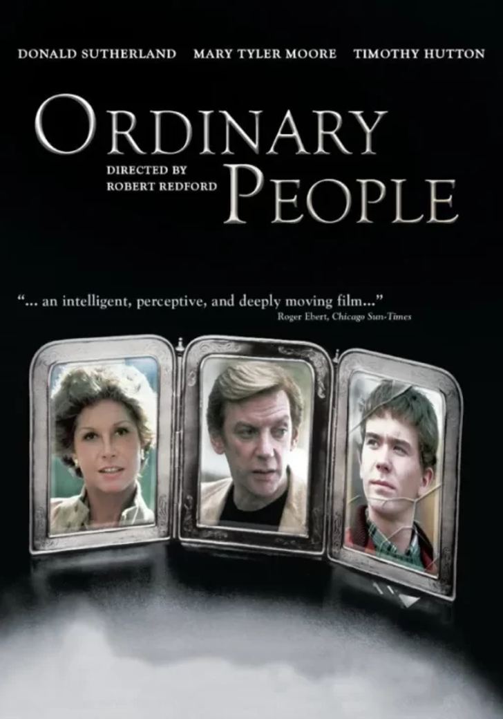 “Ordinary People” movie poster showing character portraits in an accordion picture frame against a black background.