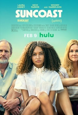"Suncoast" Poster featuring Woody Harrelson, Nico Parker, and Laura Linney