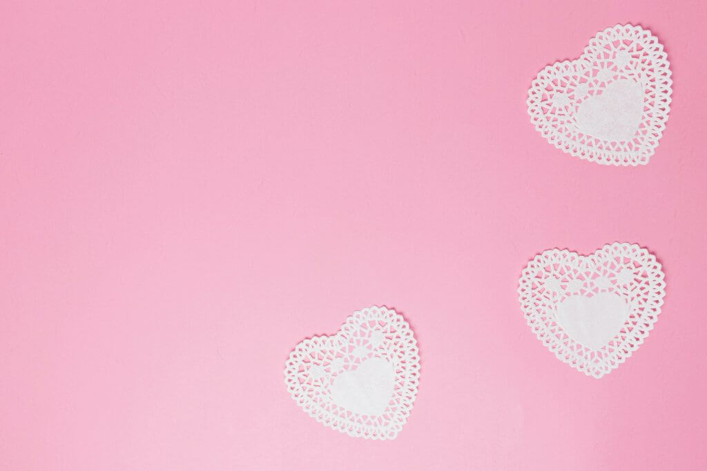 white hearts on baby pink